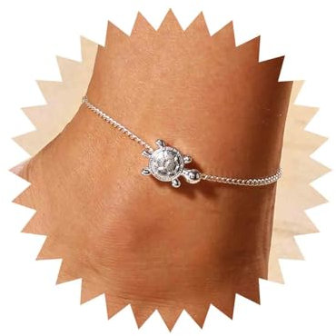 Aneneiceera Boho Schildkröte Fußkettchen Kette Winzige Silber Schildkröte Knöchel Armband Sommer Strand Fuß Kette Hochzeit Schmuck Für Frauen Und Mädchen