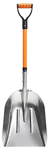VNIMTI Pala de Nieve de Aluminio con Mango en D, Pala de Nieve de Metal para Entrada, Pala de Transferencia de 45 Pulgadas, 1.7 kg, Pala de Transferencia para jardinería, Color Amarillo
