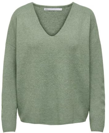 Only Onlrica Life L/S Pull Col en V Knt Noos Sweater, Femme, Hedge Green/Detail:melange, S