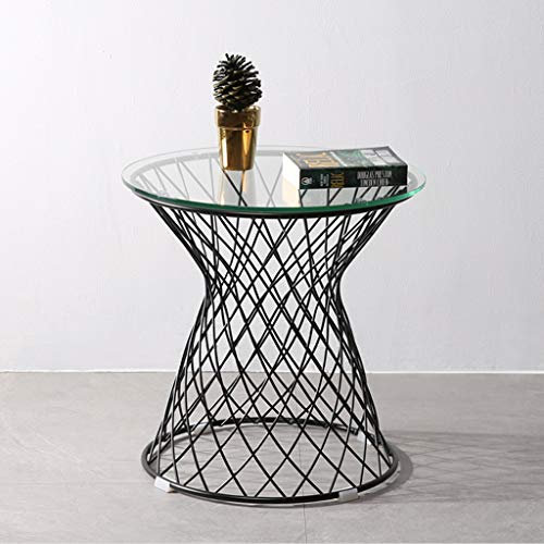 Table Basse en Verre pour Salon avec Cadre en Fer forgé, décoration d'intérieur créative, Noir
