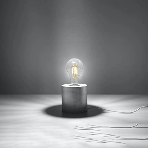 famlights Tischleuchte Nachttischlampe & Tischlampe Sami in Grau industrielle SALGADO E27 Beton Wohnzimmer Schlafzimmer | 1-flammig