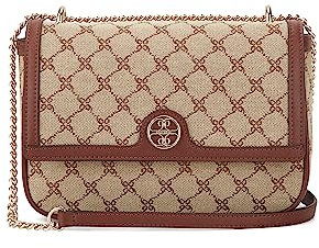 Nine West Damen Kyelle Convertible Chain Crossbody Flap Umhängetasche, Mokka-Logo, Mahagoni