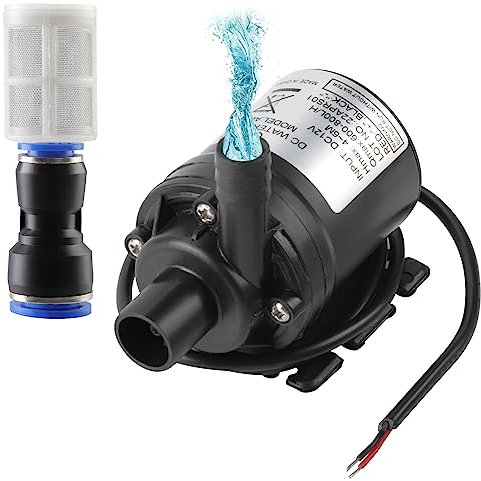 WiMas DC 12V Brushless Submersible Water Pump 800L/H 5M Mini Drive Water Pump Amphibious Pump with Filter for Fish Tank Solar Aquarium Pond Water Circulation