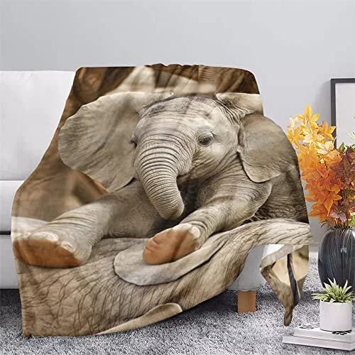 Kuscheldecke Flauschige Elefant Weiche Plüsch Decke Tagesdecke Für Kinder Erwachsene, Warm Flanell Fleecedecke Wendedecke Sofadecke Wohndecke Couchdecke - 180x220 cm