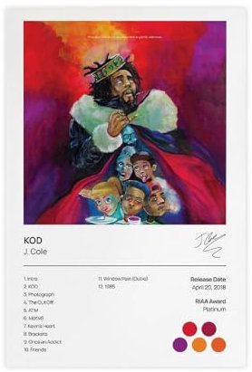 Azizat J. Cole Poster KOD Album Cover Poster Leinwand Poster Wandkunst Dekor Druck Bild Gemälde für Wohnzimmer Schlafzimmer Dekoration 30 x 45 cm