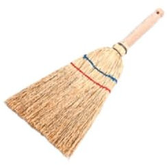 NAKA Besen Aus Reisstroh Holz Reisstrohbesen Mit Stiel Strohbesen Für Garten Reisbesen Outdoor Gartenbesen 3-Naht 36 cm