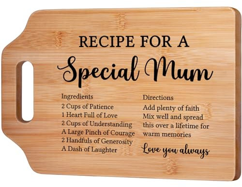 Gleevara Mum Birthday Gifts, Gifts for Mum from Daughter Son - Handmade Bamboo Cutting Board, Unique Mum Christmas Gifts, Creative Kitchen Presents for Mum