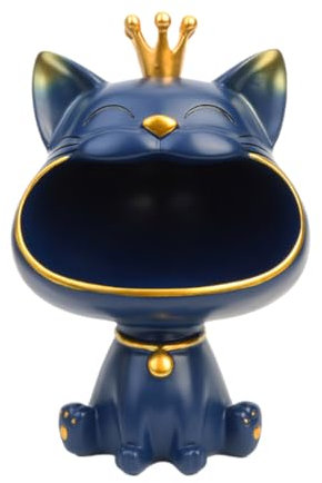 BLOOOK Statua di Gatto Carino in Resina,Gatti Vassoio Portachiavi,Organizer e svuotatasche da comò,Gatto Fortunato Porta Caramelle da Tavolo,Vassoi per Gioielli,Regali per Amanti dei Gatti
