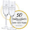 LALALO Sektglas mit Gravur 50. Hochzeitstag (2 St.), Goldenen Hochzeit Sektgläser Geschenk personalisiert/graviert, Jahrestag (Herzfunken)