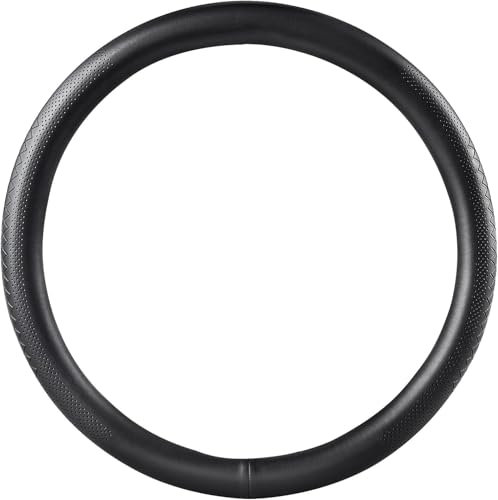 ZATOOTO Lenkradbezug Auto Leder, Dünn Lenkradhülle, Anti-Rutsch, Weich und Atmungsaktiv, Universal Größe 37-38cm, Schwarz