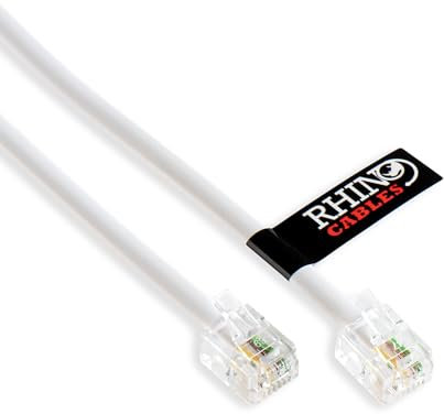 rhinocables ADSL RJ11 High-Speed Telephone & Internet Cable | Universal Compatibility for BT, Modem, Router, Landline & Broadband | Durable Copper Core for Optimal Signal (3m,White,Pack of 3)