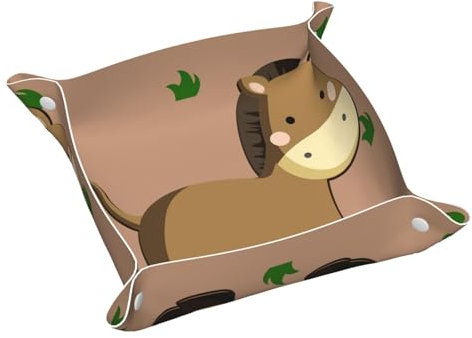 Cartoon-Esel-Bild-Leder-Aufbewahrungstablett, wasserdicht und leicht zu reinigen, für ordentliche Schlüssel, Uhr, Make-up und andere kleine Gegenstände