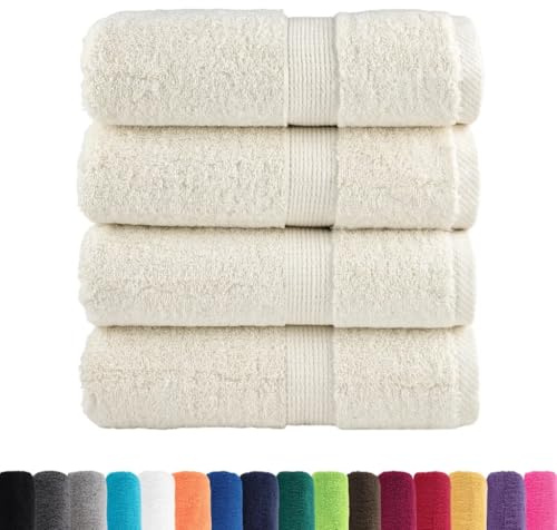 vidaXL Premium Gästetücher 4 STK., Handtuch Saugfähig, Gästehandtuch mit Schlaufen, Handtücher Badetücher, Creme 30x50cm 600g/m² 100% Baumwolle