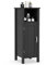 COSTWAY Bathroom Floor Cabinet, Freestanding Narrow Storage Cupboard with Single Door and Adjustable Shelf, Wooden Slim Bathroom Unit Side Cabinet for Living Room Hallway, 30x30x80cm (Black)