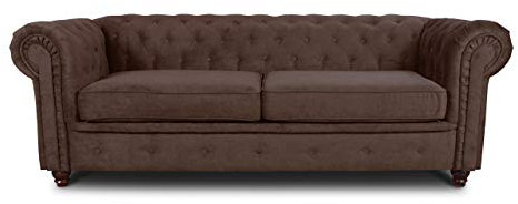 Easy4You Chesterfield Braun 3-Sitzer Sofa Sofas für Wohnzimmer Sofagarnituren mit Holzfüße Set Sofas & Couches Capri 45