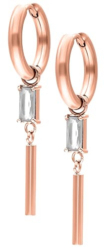 Wildcat Ohrringe - Little Square Crystal Hoops - Roségold, Kristallklar - Chirurgenstahl 316L - wasserfest, langlebig, hautverträglich