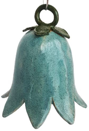 Keramik Glocke Handarbeit himmelblaue Glockenblume