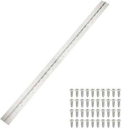 sourcing map Piano Hinge, 48 Inch x 3 Inch Stainless Steel Continuous Hinge Door Hinge with Holes, for Boat Cabinet Door Box Furniture, Silver