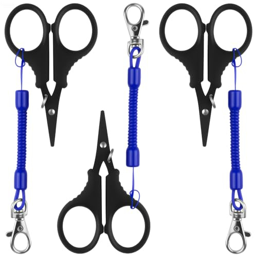 Foyods Tijeras de pesca de 3 piezas, tijeras de línea de pesca portátiles de acero inoxidable, cortador de línea de pesca con ganchos y cintas retráctiles como regalo para los amantes de la pesca