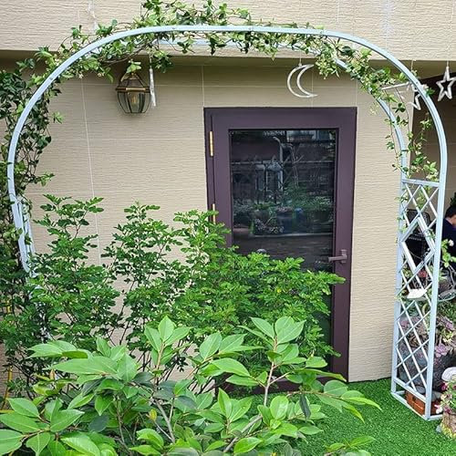 Arco da giardino in ferro battuto bianco zincato antiruggine pergolato per decorazioni nuziali all'aperto arco per piante rampicanti con basi 340 cm di larghezza