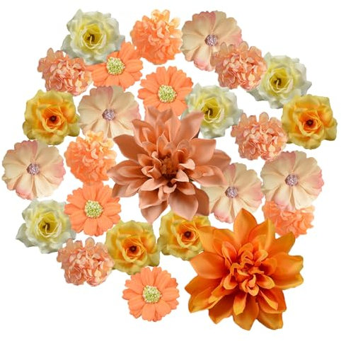 EnixwH 40 Stück Kunstblumen zum Basteln, 4,5 cm Blumen Deko Mini Fake Flowers Kunstblumen Köpfe Realistische Künstliche Blumen für DIY Basteln Scrapbooking Hochzeit Party Home (Gelb)