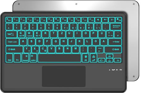 Occtingkind, Bluetooth Tastatur für iPad/Android-Tablets, Deutsches Layout QWERTZ, 12 Zoll Kabellose Tastatur, Hintergrundbeleuchtung, Multi Touch Trackpad, Für iPad/Samsng Tab/Lenovo/Xiaomi, Schwarz