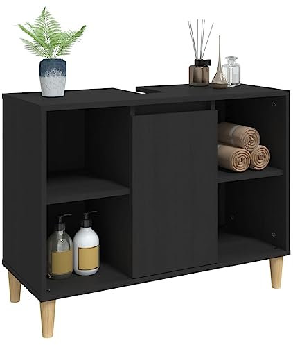 Homvdxl Bathroom Sink Cabinet, Under Basin Unit Cupboard Storage Furniture, for Washbasins without Pedestal, Cabinet Only, 80x33x60 cm, Black