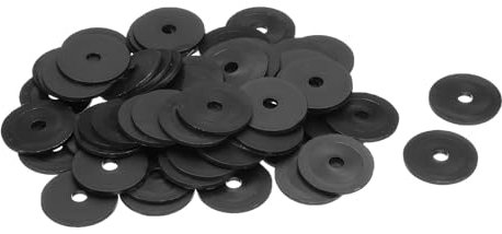 QUARKZMAN 60Pz Rondella Piatta in Nylon M6 6mm ID 30mm OD 2mm Spessore Guarnizioni Idrauliche Kit Piatte Guarnizione in Plastica Fissaggio Guarnizione Anello di Tenuta, Nero