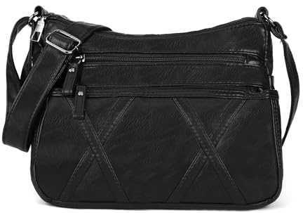 Gladdon Damen Umhängetasche Klein, Messenger Tasche Wasserdicht Schwarz | Kompakte Crossbody Tasche mit mehreren Fächern, Diebstahlschutz, Zonenmanagement Handtasche Schultertasche