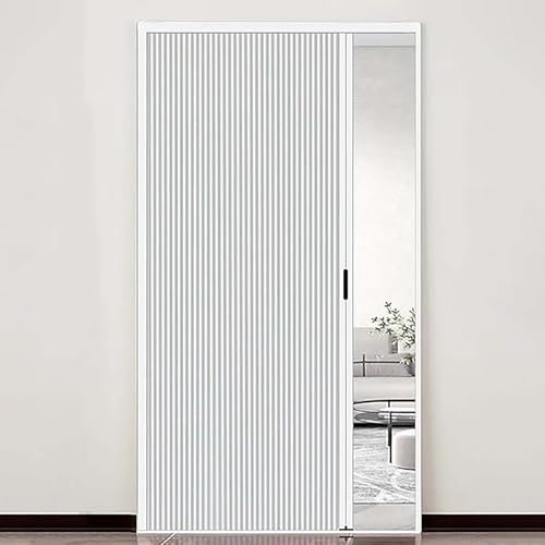 Puerta Plegable Puerta Plegable Sin Taladros, Puerta Interior Plegable, Puerta Corrediza Tipo Acordeón Blanca con Tejido Celular Opaco, Puerta Mosquitera Plegable para Pasillo / Despensa(22x39in(56x99