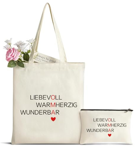 hamatata Oma Geschenk Canvas Tragetasche mit Kosmetiktasche, Personalisiert Baumwollbeutel Oma Geschenke zum Muttertag Geburtstag, Stofftasche Oma Geburtstagsgeschenk, Oma Weihnachtsgeschenke