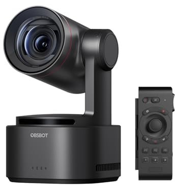 OBSBOT Tail 2 with Remote Control 4K PTZR NDI Camera 60fps, 5X Optical Zoom, AI Auto Tracking, 1/1.5 Inch 50MP, HDMI/SDI/USB/IP Multi Output, for Live Events in Church Service