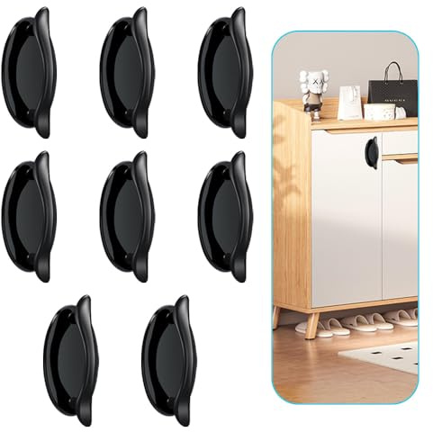 ZSUIQIN 8 Pcs Poignées de Porte Autocollantes, Poignées Autocollantes, en Plastique, Boutons de Tiroir Auto-adhésifs Sans Perçage, Pour Fenêtre, Porte en Verre, Armoire, Tiroir (8.2 x 4.8 x 3.1cm