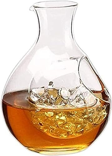 Carafe en Verre Faite à La Main, Carafe en Cristal De Whisky, Conception De Trou De Glace Personnalisée, Cadeau De Fête De Restaurant à Domicile, Matériau Sûr (260ML)
