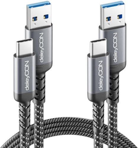 deleyCON 2x 1m Cavi USB-A a USB-C USB 3.0 5 Gbps (USB 3.2 Gen1) Cavi di Ricarica e Dati per Smartphone Tablet Notebook Fotocamera HDD SSD Disco Esterno ecc.