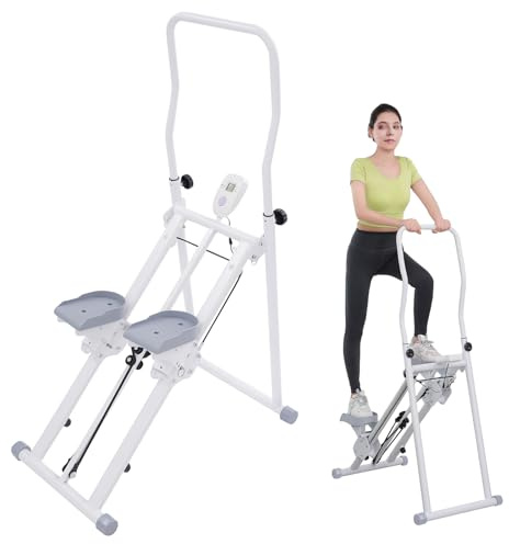 Vertikale Klettermaschine, Faltbare Treppensteiger mit LCD-Display für das Training zu Hause,Ganzkörper-Trainingsgerät mit Lenker, Steppers,Kreuztrainer,Verstellbar,150 kg Tragkraft