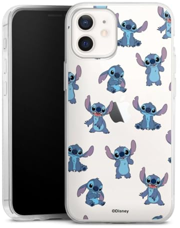 Slim Case kompatibel mit Apple iPhone 12 mini Silikon Handyhülle transparent Hülle extra dünn Lilo & Stitch Offizielles Lizenzprodukt Disney
