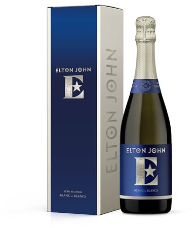 Elton John Blanc de Blancs Zero LUXURY GIFT BOX, 75cl, 0% ABV, Premium Non-Alcoholic Sparkling Drink, Perfect for Gifting and Celebrations