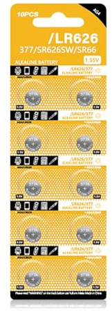 10 batterie a bottone alcaline AG4 LR626, 1,5 V, per orologi giocattolo e altri orologi AG4/LR66/177/GP77A/377