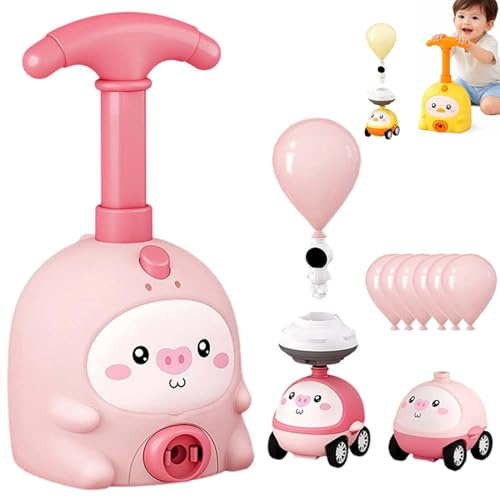 Animal Air Powered Balloon Car Toy, Animal Balloon Car Toy, Balloon Car Toys Pump Set for Kids, Balloon Launcher Toys with 2 Cars, Balloon Powered Cars, STEM Educational Toys for Boys Girls (Pink)