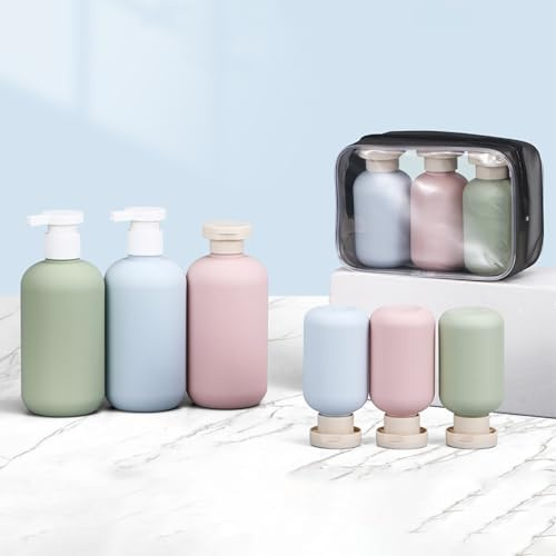 CJFBDFC Bottiglie da Viaggio per Articoli Toeletta di Pompa Ricaricabili 3pcs 100ml 200ml, Contenitori Igienici Plastica A Prova Perdite Shampoo, Lozione, Gel Doccia, Sapone Liquido,