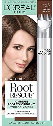 L'Oreal Paris - Kit de coloration racines Root Rescue - Formule retouche-repousses rapide - Châtain moyen