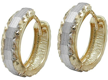 Creole 14x4mm Klappscharnier bicolor diamantiert 9Kt GOLD