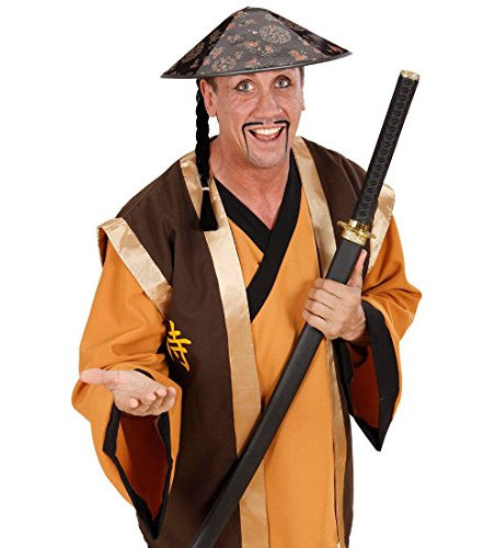 NET TOYS Chapeau de Chinois avec Tresse Chapeau de déguisement Chinois Chapeau Mardi Gras Asiatique Couvre-Chef Asie Chapeau de Carnaval Asie fête samouraï