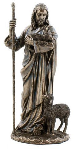WU Statue Jesus der gute Schäferhund, 28 cm, bronzefarben