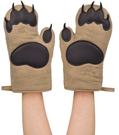 Fred & Friends Bear Hands Heat Resistant Oven Gloves, Brown