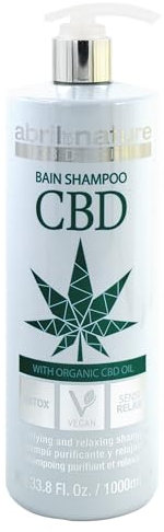 abril et nature - Professionelles Detox-Haarshampoo CBD - Für Stressbelastetes Haar - Entspannt, Belebt und Reinigt - Frische- und Stressabbau-Effekt - Cannabis-Extrakt - Vegan - 1000 ml
