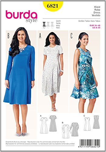 Burda Style Schnittmuster #6821 Damen kurzes Sommer Kleid Gr. 34-46