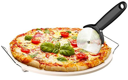 Chef's Star 15 Ceramic Pizza Stone and Pizza Cutter