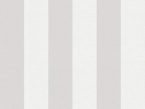 A.S. Création Streifentapete Greige Creme Weiß Maison Charme 314031 - Vliestapete - 10,05 m x 0,53 m Made in Germany